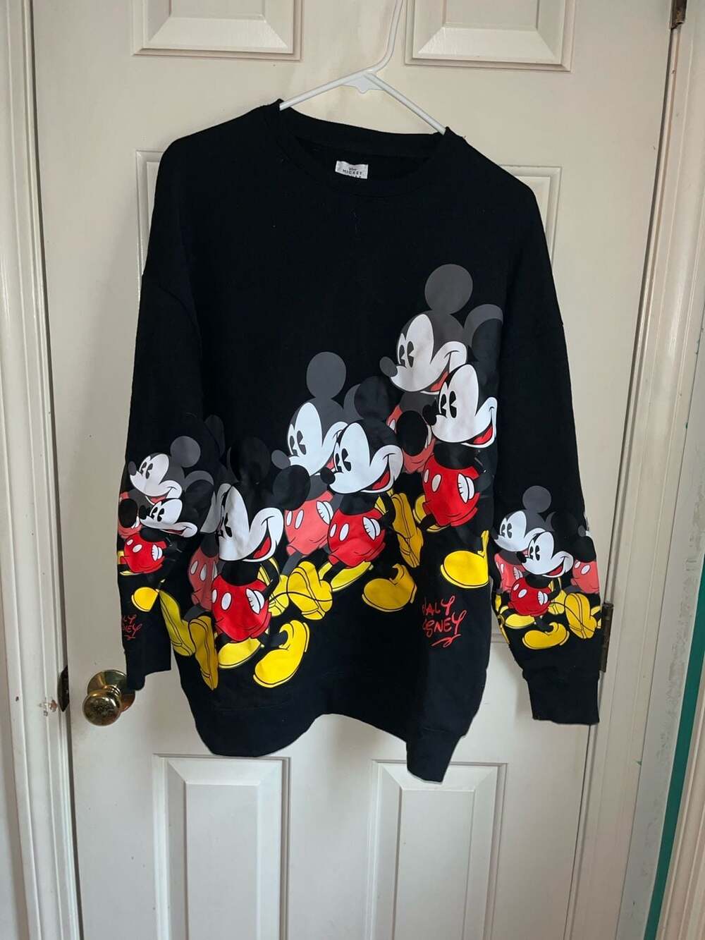 Disney Mickey Mouse Multi-Graphic Black Crewneck Sweatshirt Size S